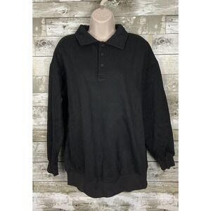Caracilia Women's Black 3 Button‎ Collared Oversized Sweatshirt Size S